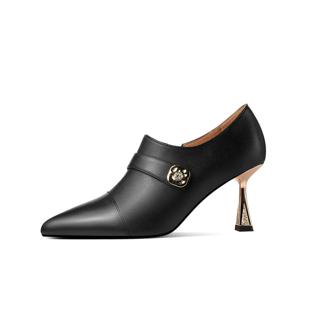 TinaCus Handmade Women's Side Zip Up Genuine Leather Sexy Heel Pumps